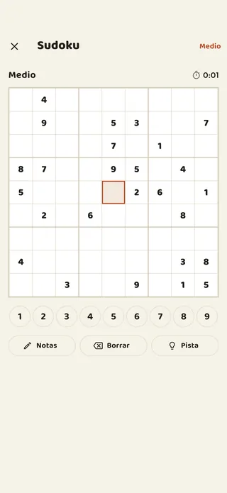Un sudoku jugándose dentro de la app Braggster