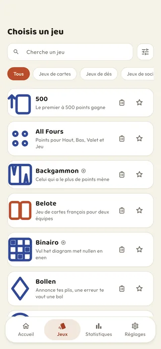 La liste des jeux de Braggster, avec recherche et filtres par catégorie