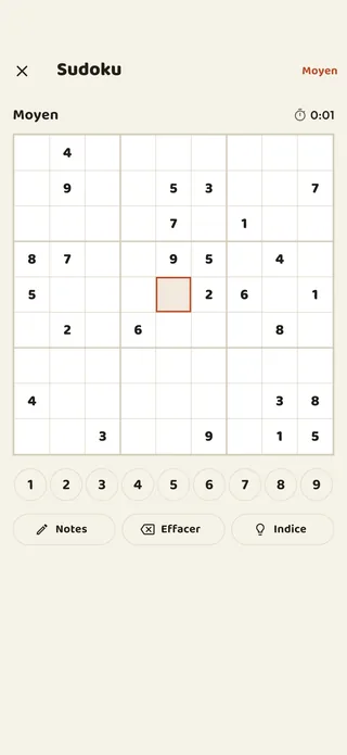 Un sudoku en cours dans l'app Braggster