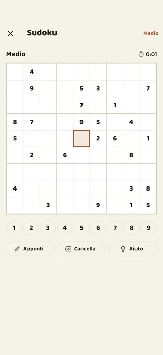 Un sudoku giocato dentro l'app Braggster